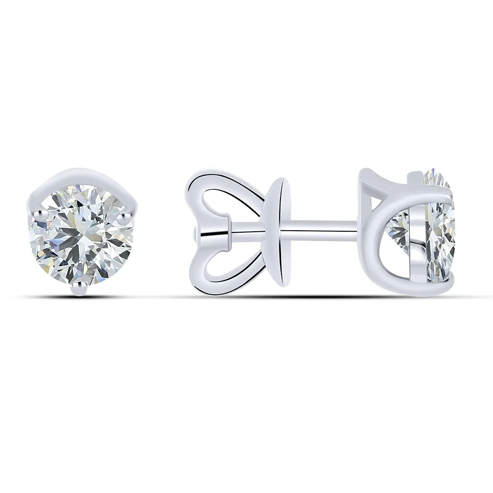 Cercei Pusete din aur alb cu Cubic Zirconia Incolor