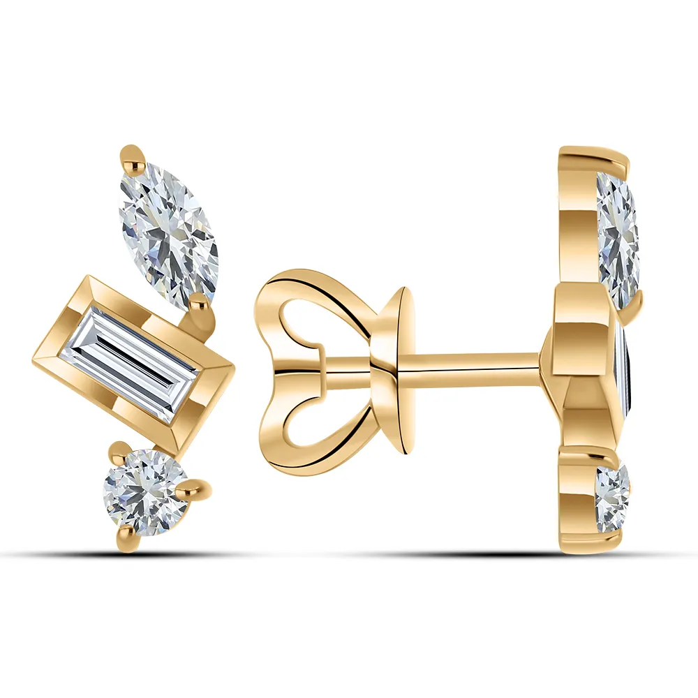 Cercei Pusete din aur roșu cu Cubic Zirconia Incolor