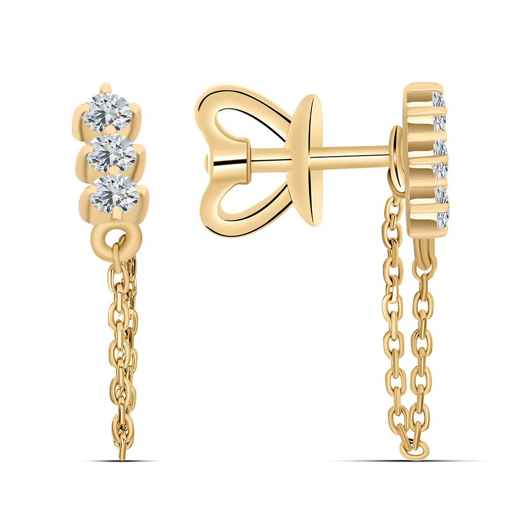 Cercei Pusete din aur roșu cu Cubic Zirconia Incolor
