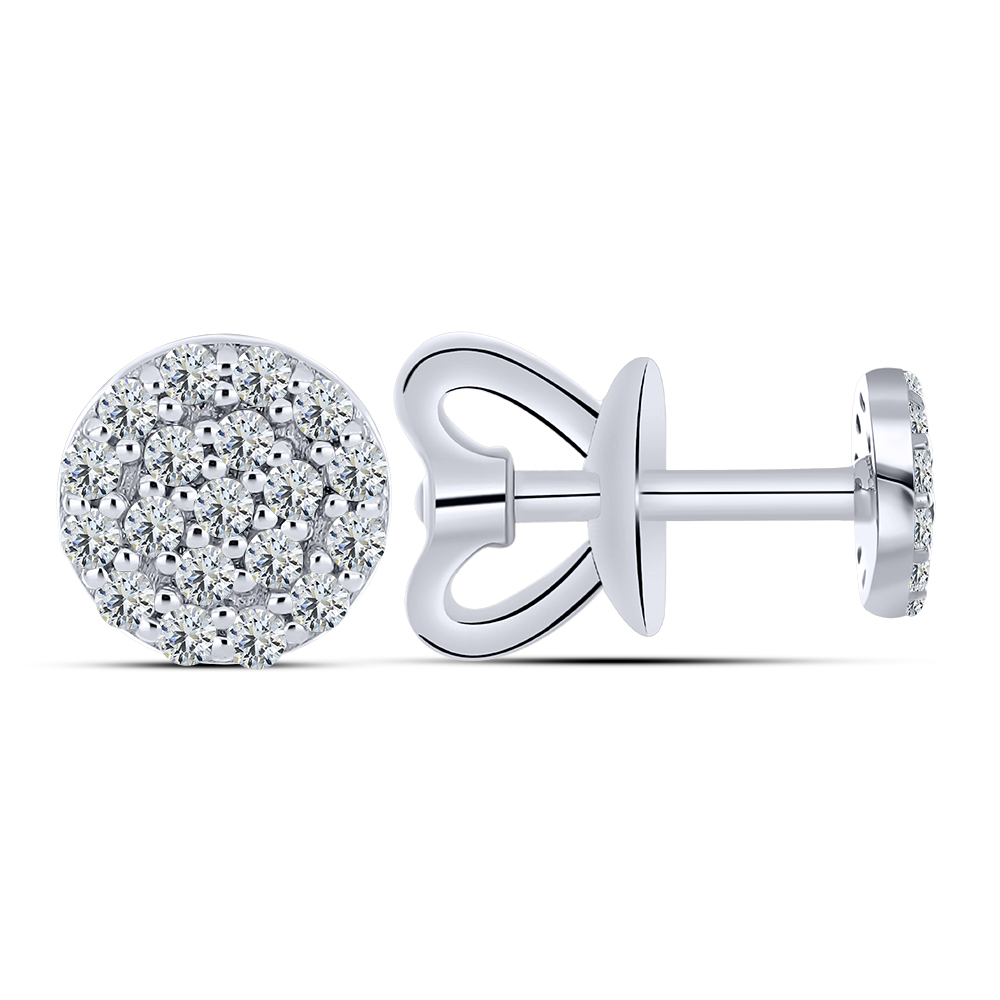 Cercei Pusete din aur alb cu pietre Cubic Zirconia Incolor