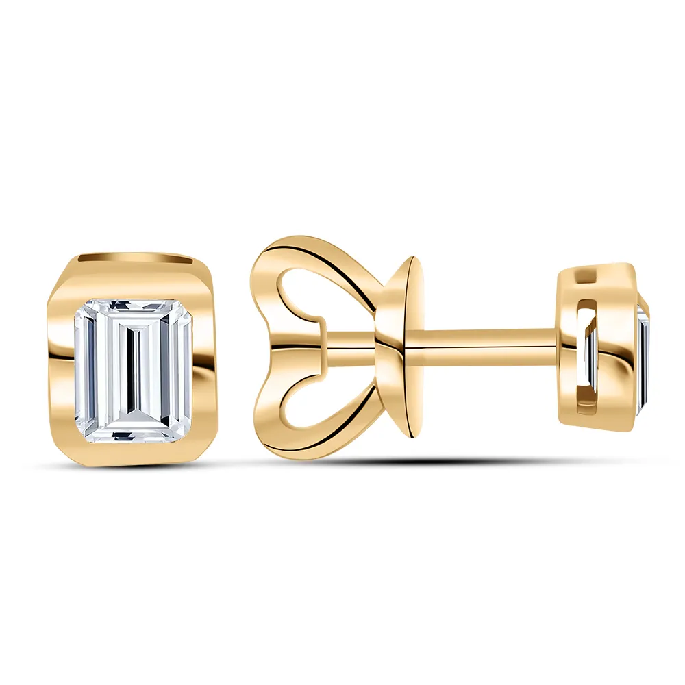 Cercei Pusete din aur roșu cu Cubic Zirconia Incolor