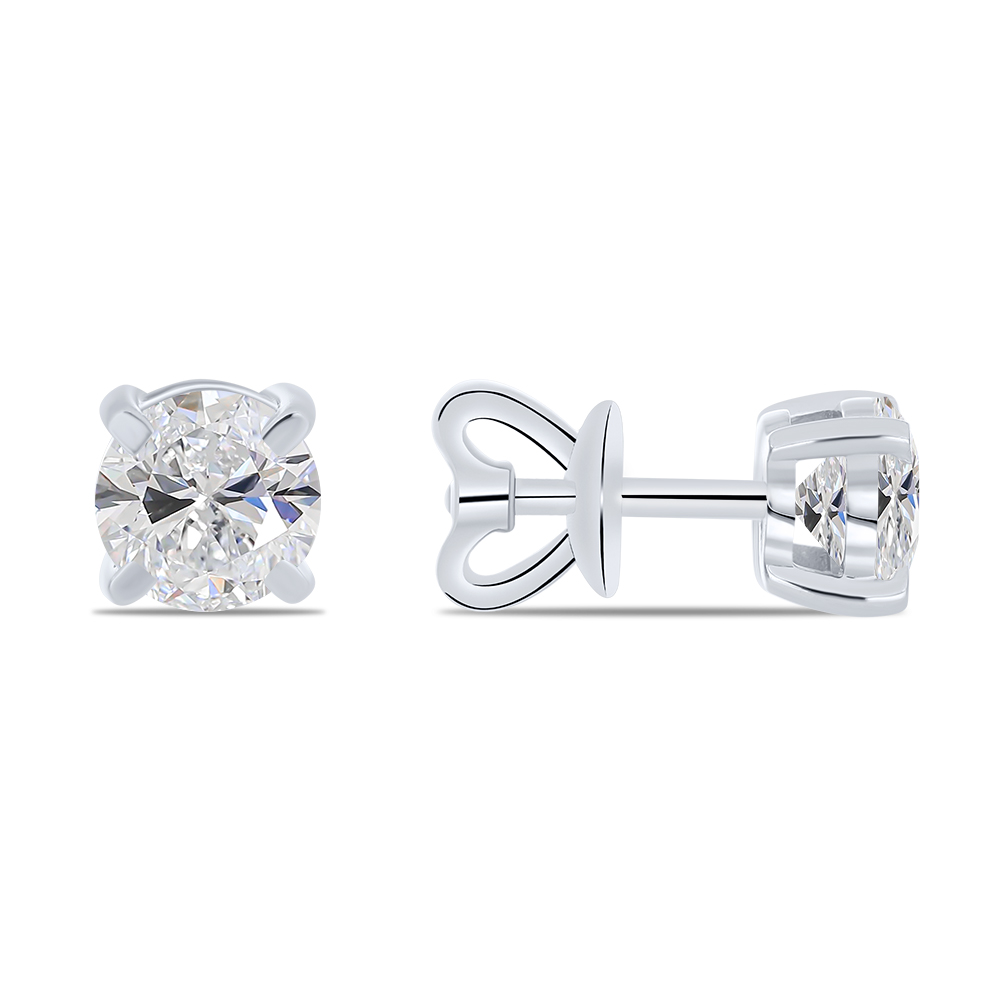 Cercei Pusete din aur alb cu pietre Moissanite