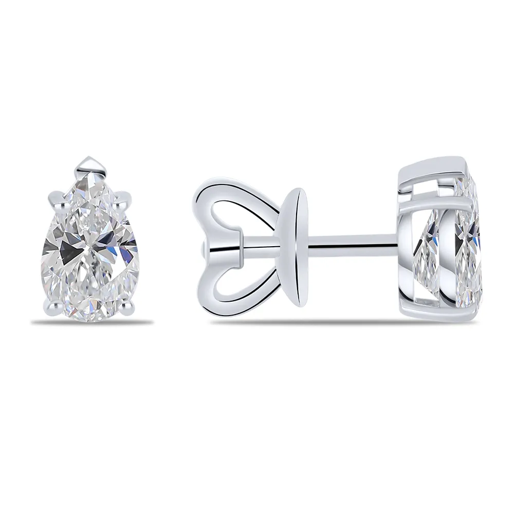 Cercei Pusete din aur alb cu Moissanite