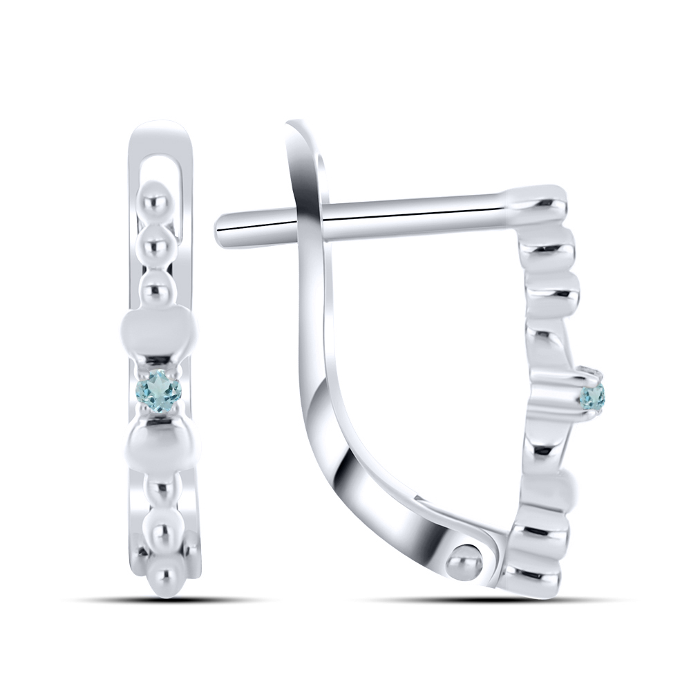 Серьги из белого золота с камнями Нано топаз