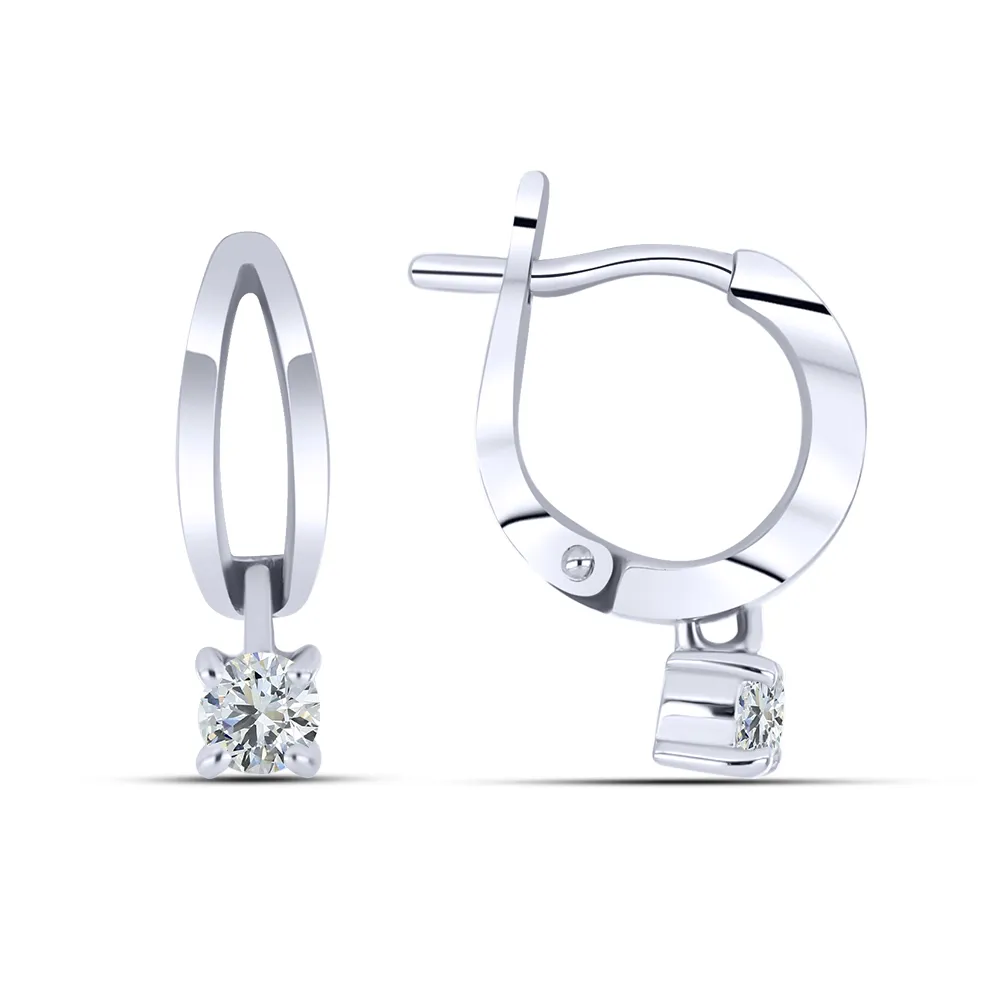 Cercei Suspendați din aur alb cu Cubic Zirconia Incolor