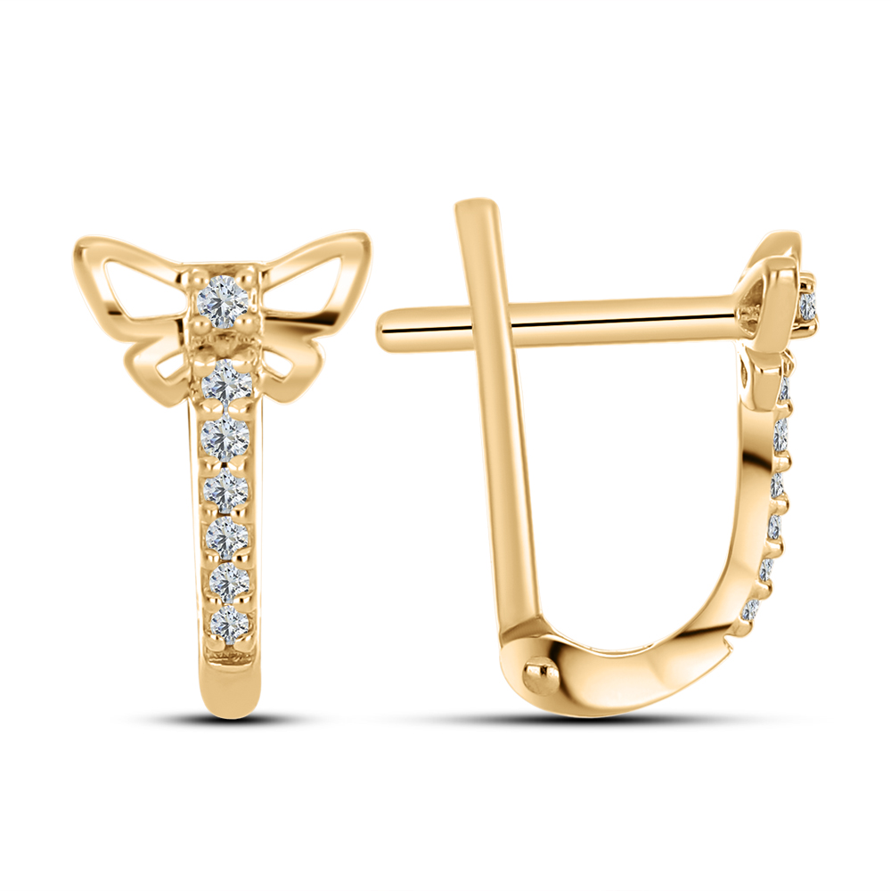 Cercei p-u copii din aur roșu cu pietre Cubic Zirconia Incolor