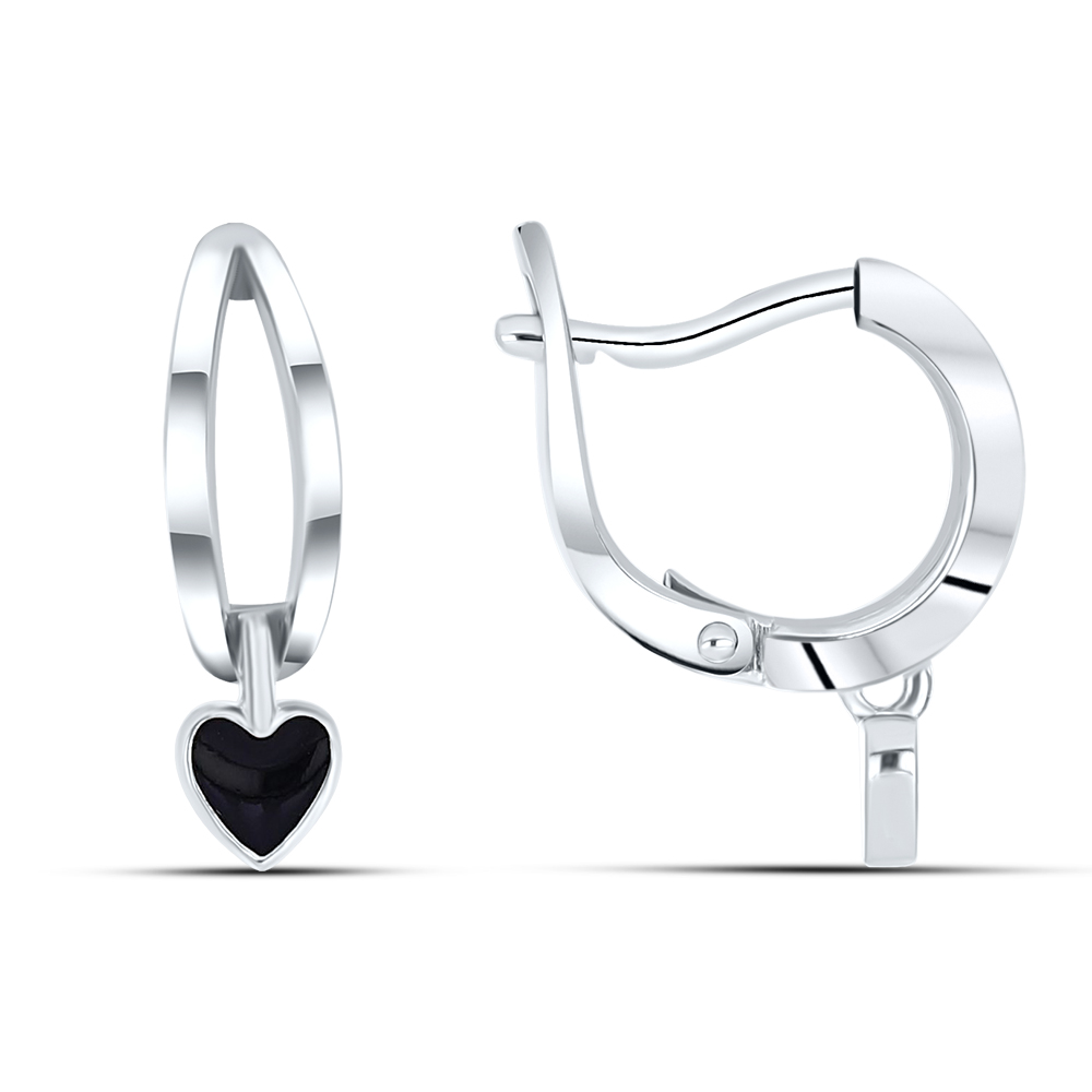 Cercei Suspendați din aur alb cu pietre Emailare