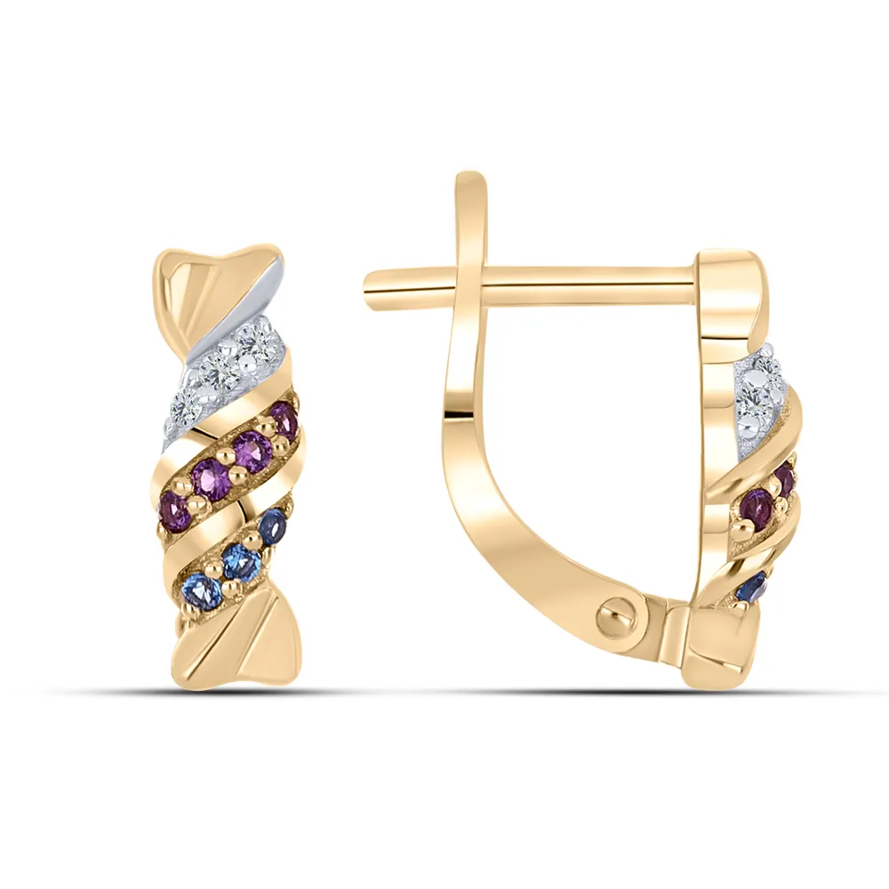 Cercei din aur roșu cu Cubic Zirconia Incolor, Nanoametist și NanoTopazLondon