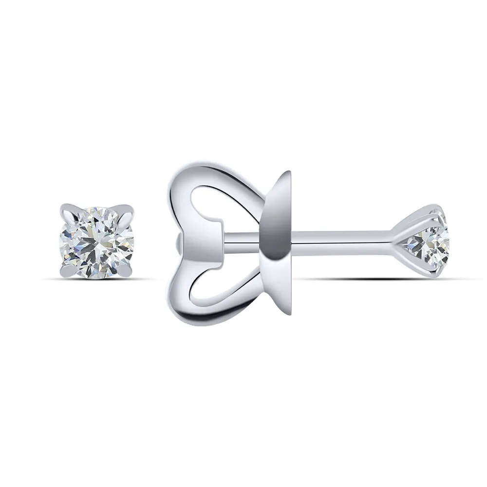 Cercei Pusete din aur alb cu Cubic Zirconia Incolor