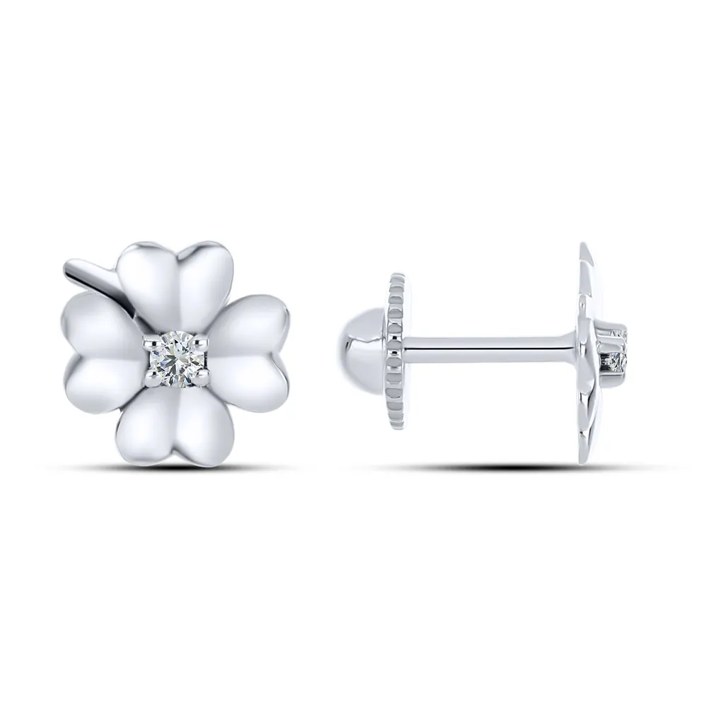 Cercei Pusete din aur alb cu Cubic Zirconia Incolor
