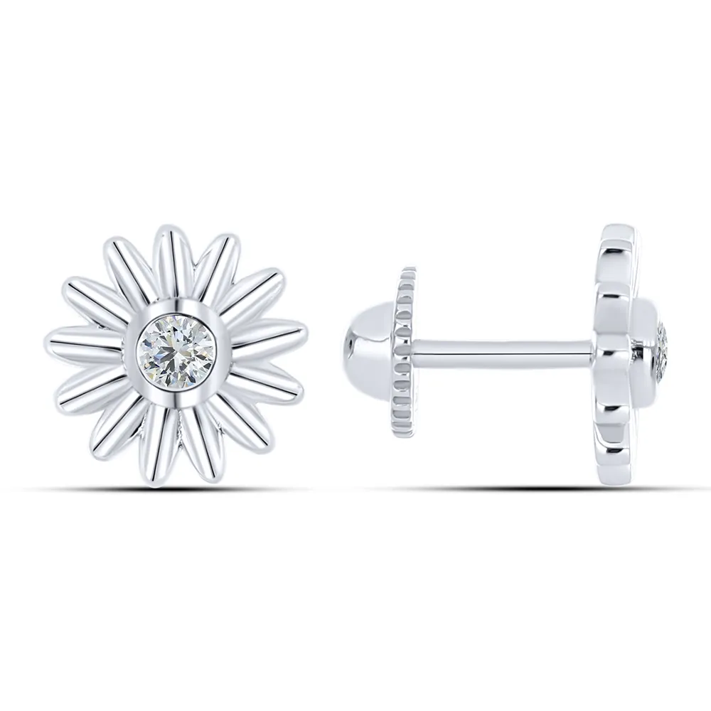 Cercei Pusete din aur alb cu Cubic Zirconia Incolor
