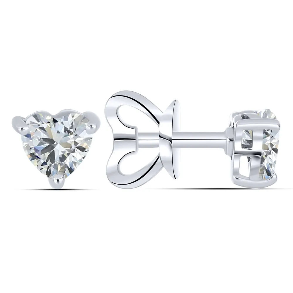 Cercei Pusete din aur alb cu Cubic Zirconia Incolor
