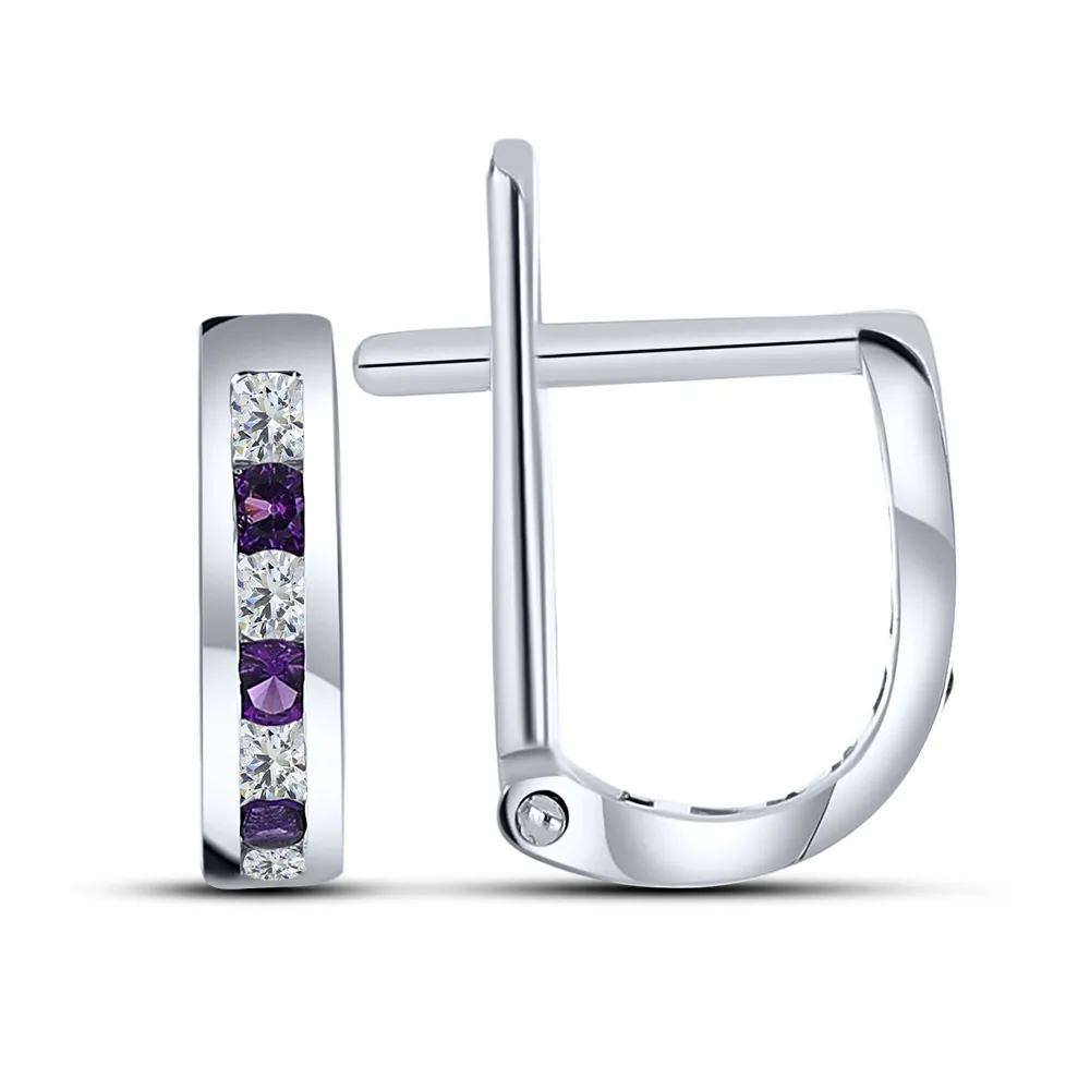 Cercei p-u copii din aur alb cu Cubic Zirconia Incolor, Nanoametist