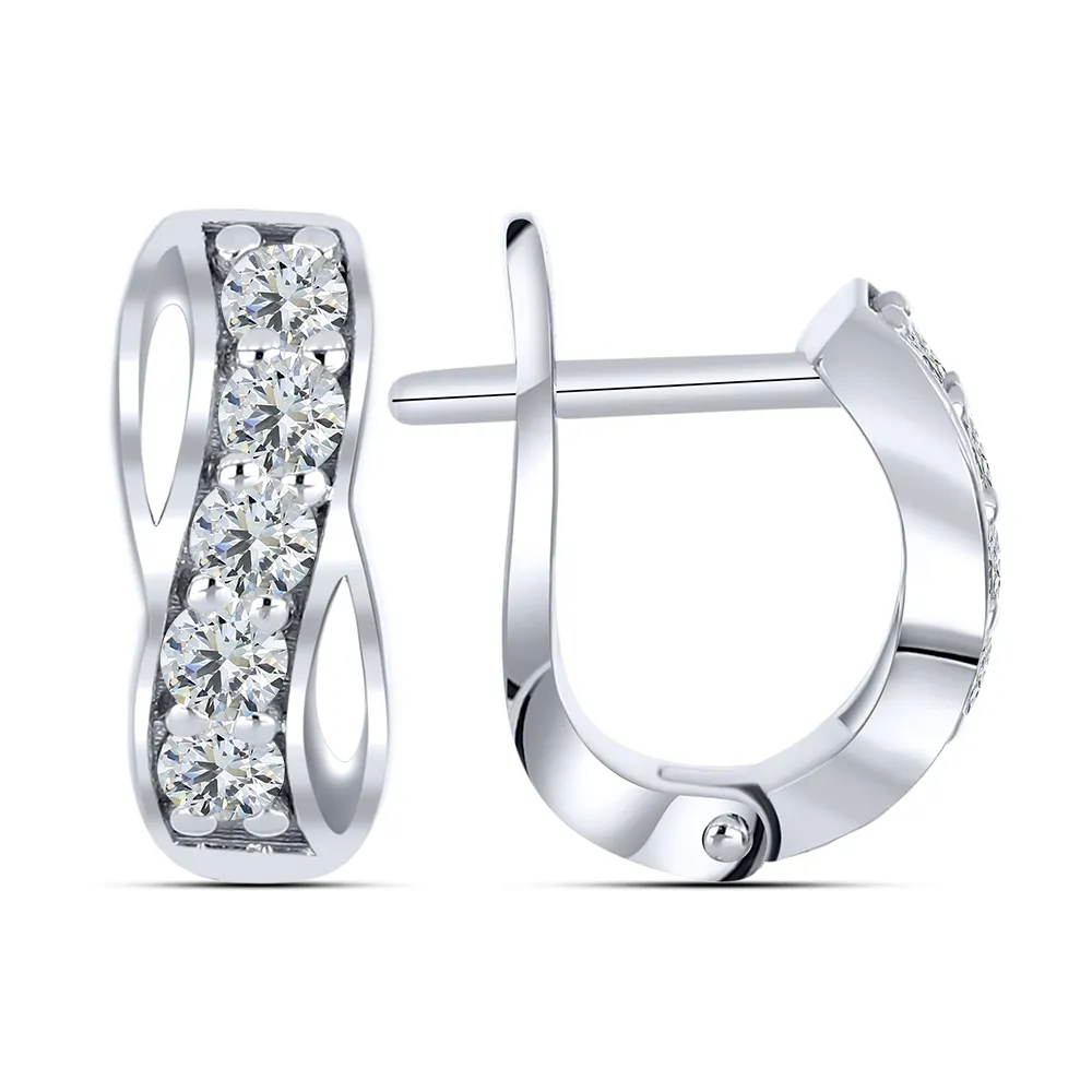 Cercei p-u copii din aur alb cu Cubic Zirconia Incolor