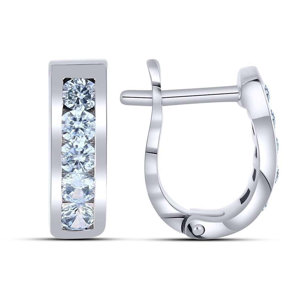 Cercei din aur alb cu pietre Cubic Zirconia Albastru