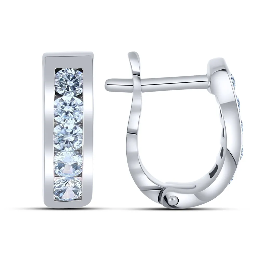 Cercei din aur alb cu Cubic Zirconia Albastru