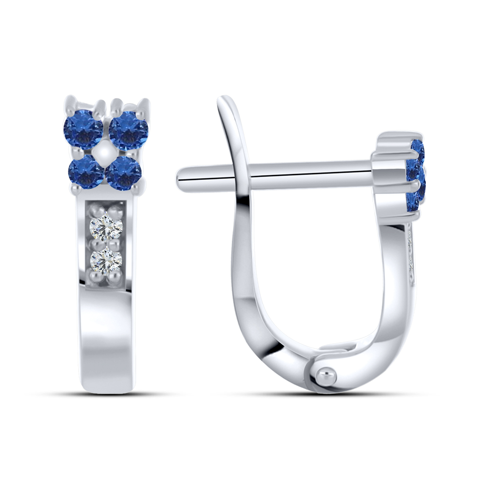 Cercei din aur alb cu pietre Cubic Zirconia Incolor,