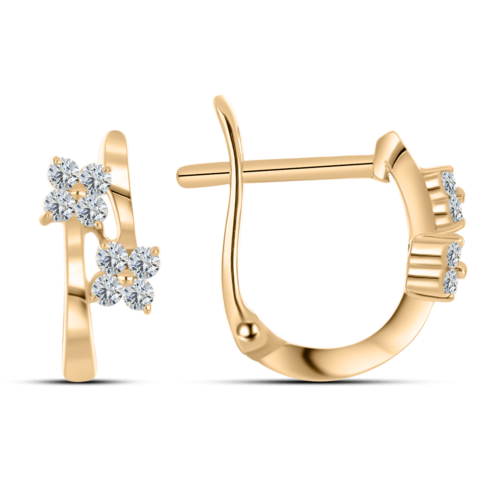 Cercei p-u copii din aur roșu cu pietre Cubic Zirconia Incolor