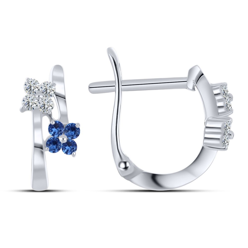 Cercei p-u copii din aur alb cu pietre Cubic Zirconia Incolor,