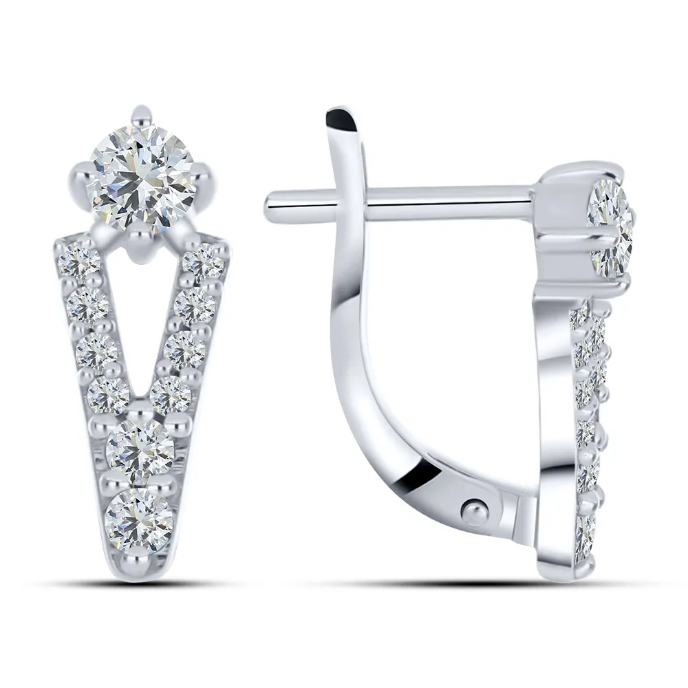 Cercei din aur alb cu Cubic Zirconia Incolor