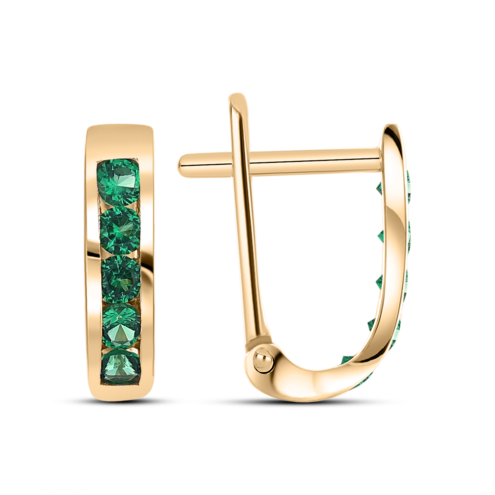 Серьги из красного золота с камнями Нано изумруд