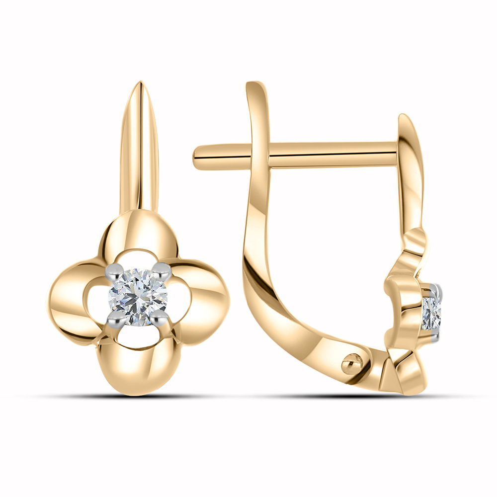 Cercei p-u copii din aur roșu cu pietre Cubic Zirconia Incolor