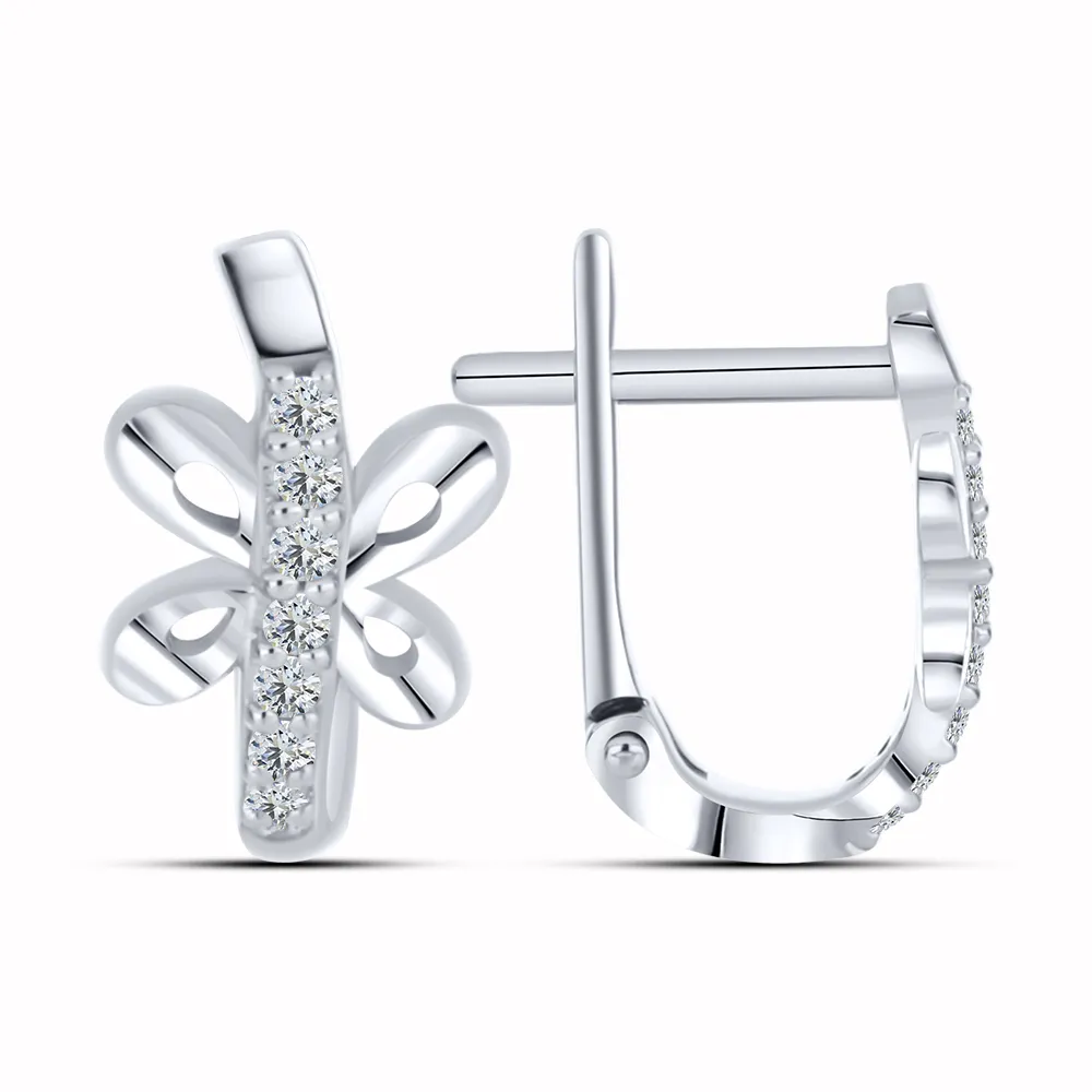 Cercei p-u copii din aur alb cu Cubic Zirconia Incolor