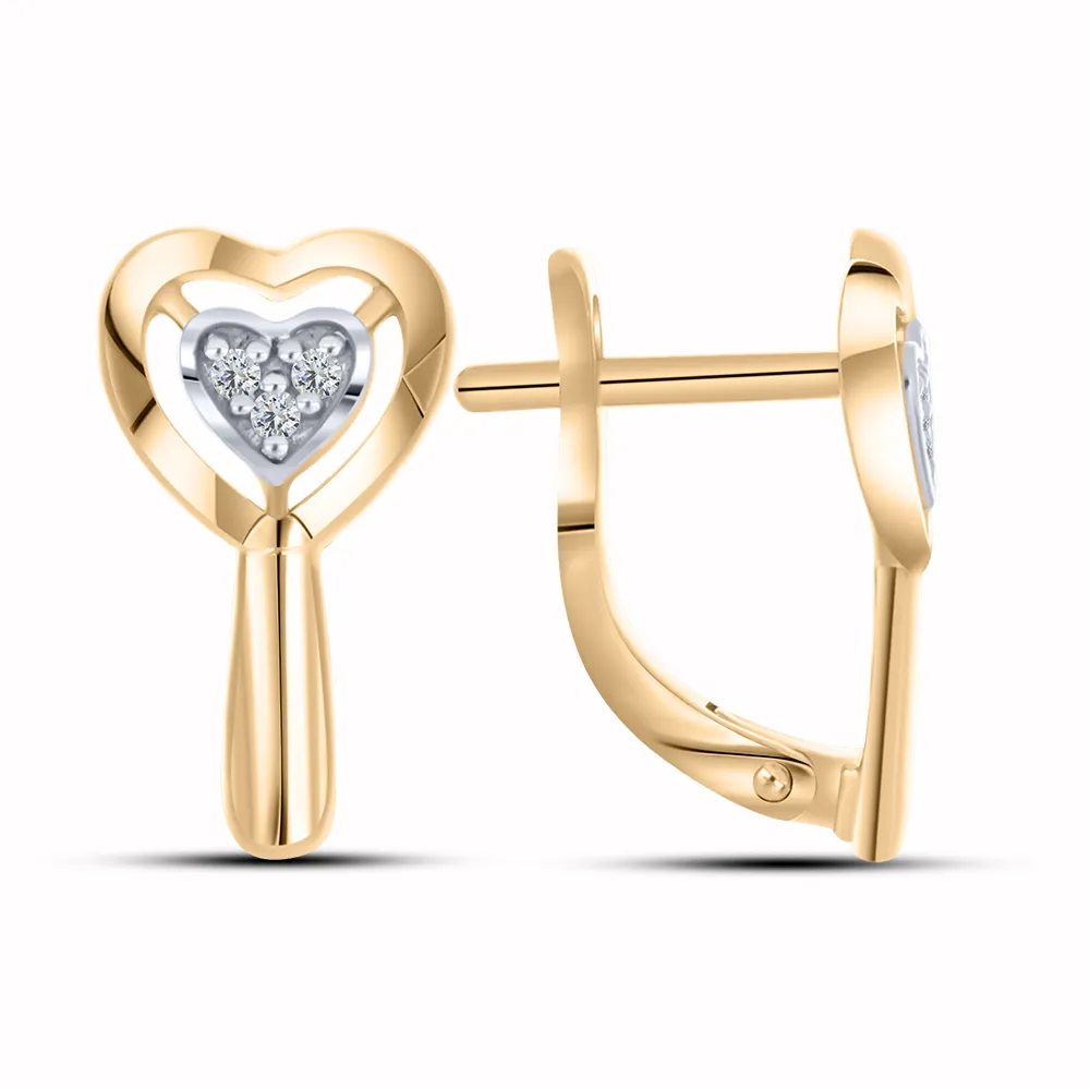 Cercei din aur roșu cu Cubic Zirconia Incolor