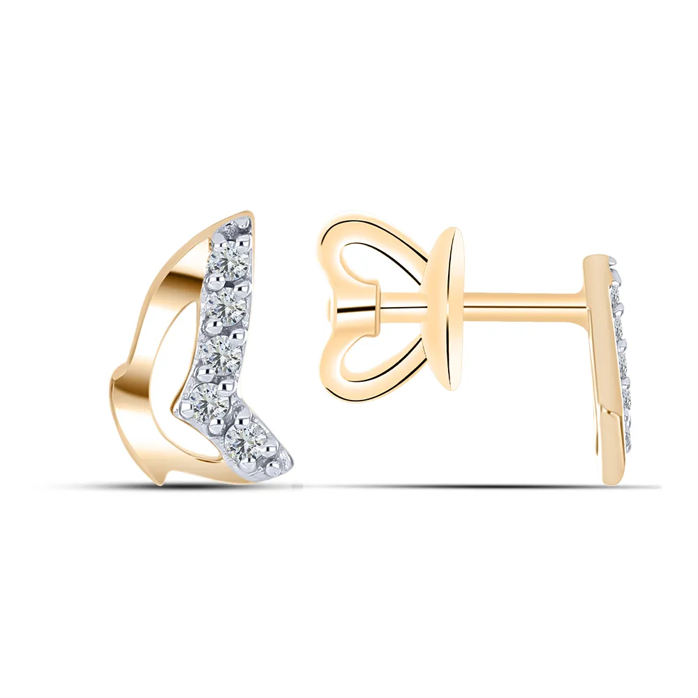 Cercei Pusete din aur roșu cu Cubic Zirconia Incolor