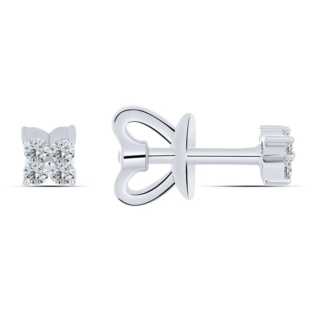 Cercei Pusete din aur alb cu Cubic Zirconia Incolor