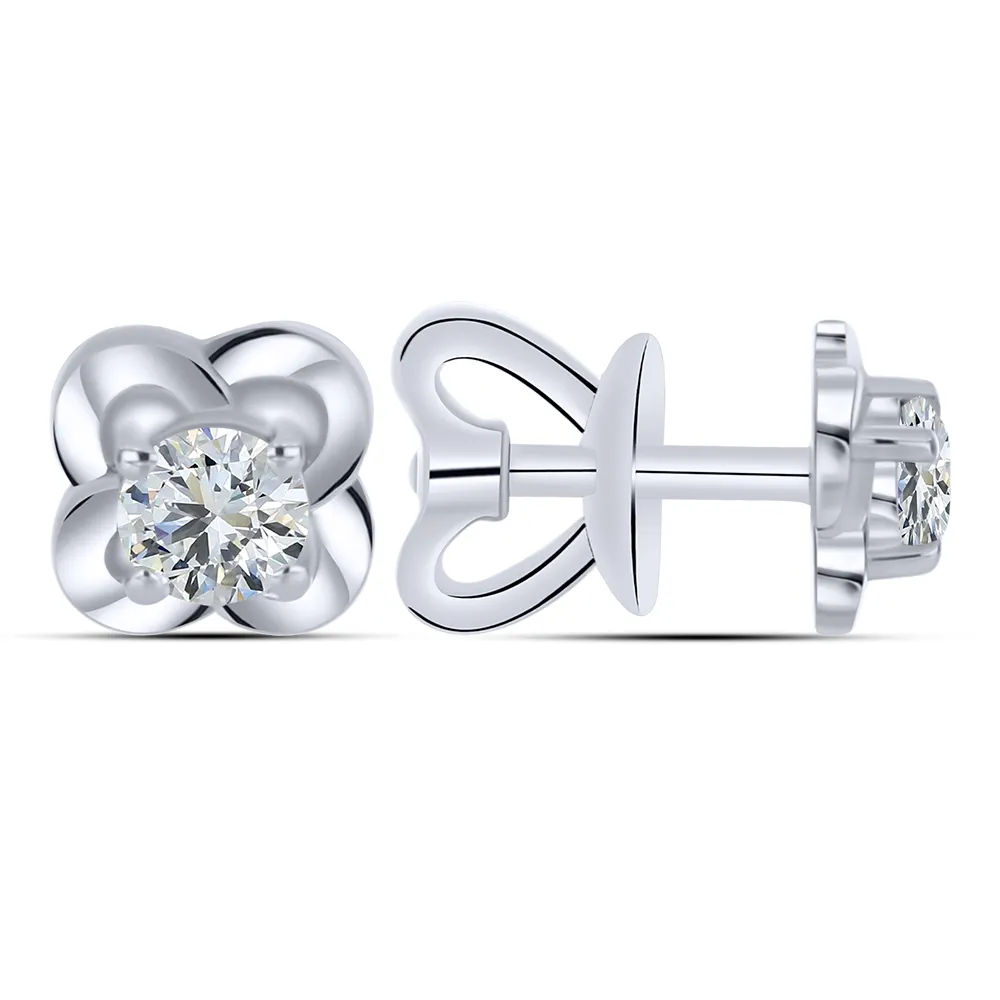 Cercei Pusete din aur alb cu Cubic Zirconia Incolor