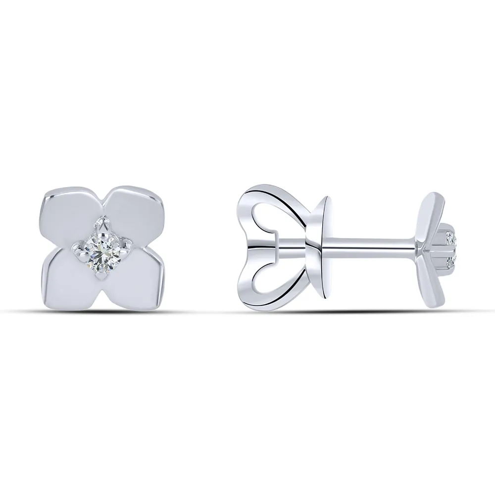 Cercei Pusete din aur alb cu Cubic Zirconia Incolor