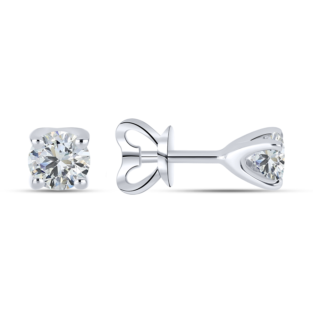 Cercei Pusete din aur alb cu pietre Cubic Zirconia Incolor