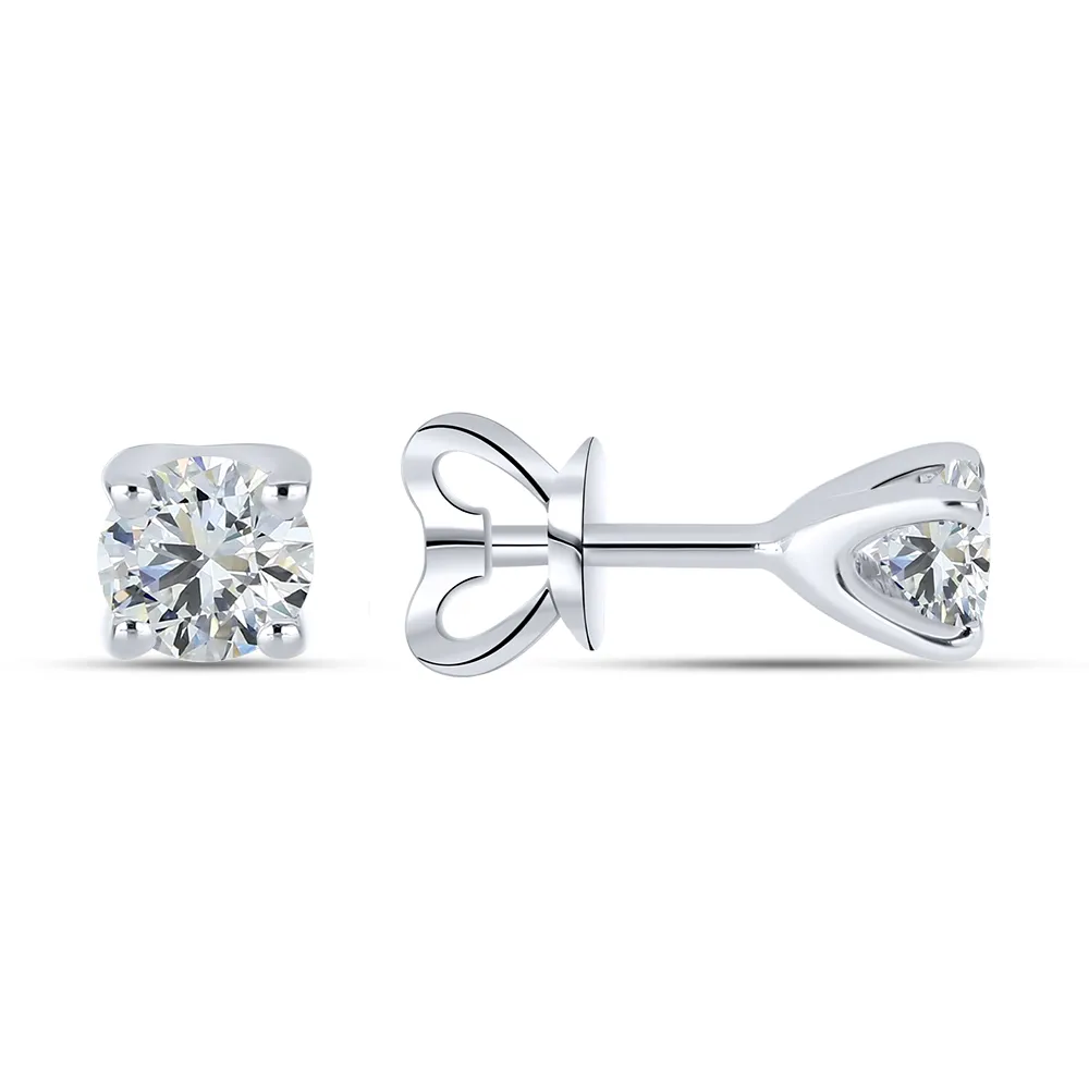 Cercei Pusete din aur alb cu Cubic Zirconia Incolor