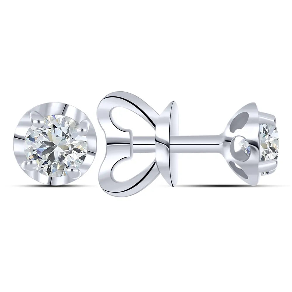 Cercei Pusete din aur alb cu Cubic Zirconia Incolor