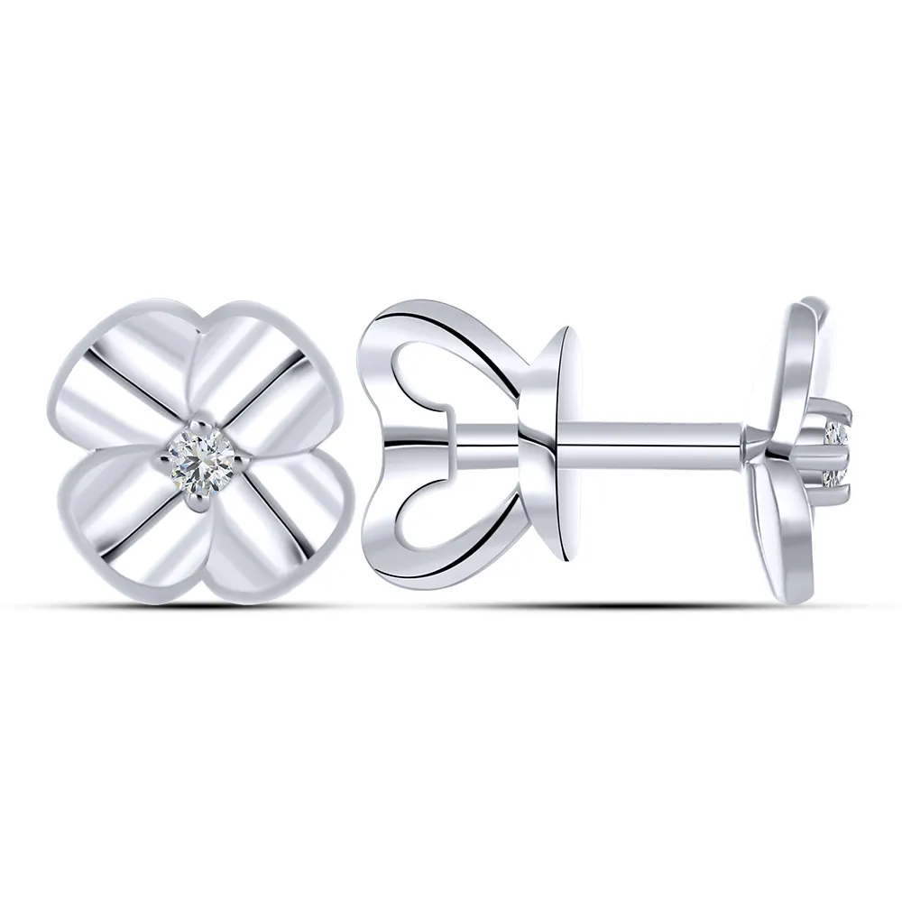 Cercei Pusete din aur alb cu Cubic Zirconia Incolor