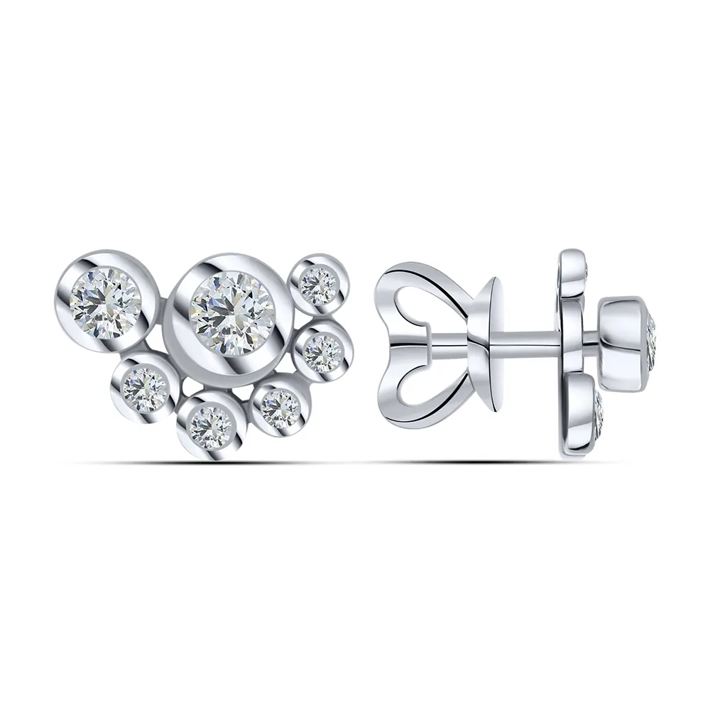 Cercei Pusete din aur alb cu Cubic Zirconia Incolor