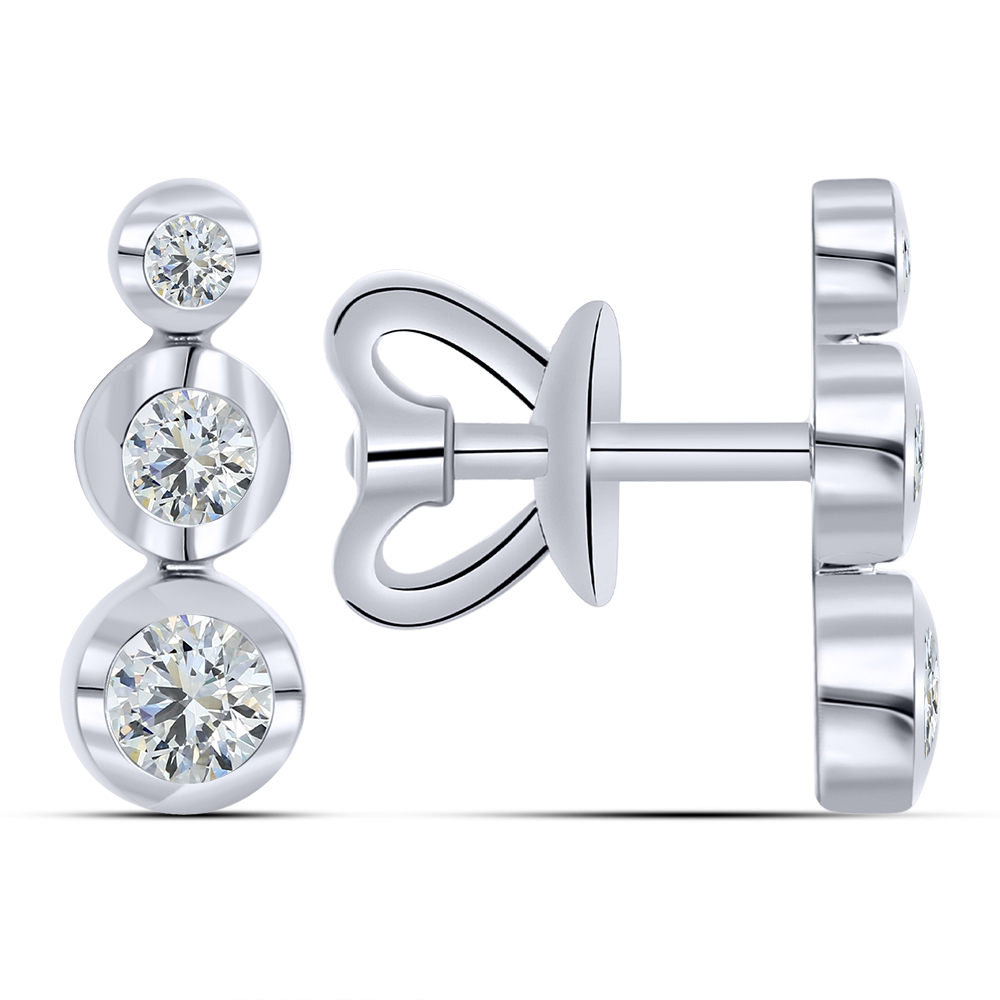 Cercei Pusete din aur alb cu Cubic Zirconia Incolor