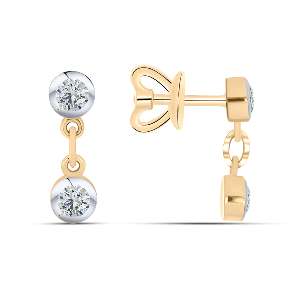 Серьги Пусеты из красного золота с камнями Фианит Бесцветный