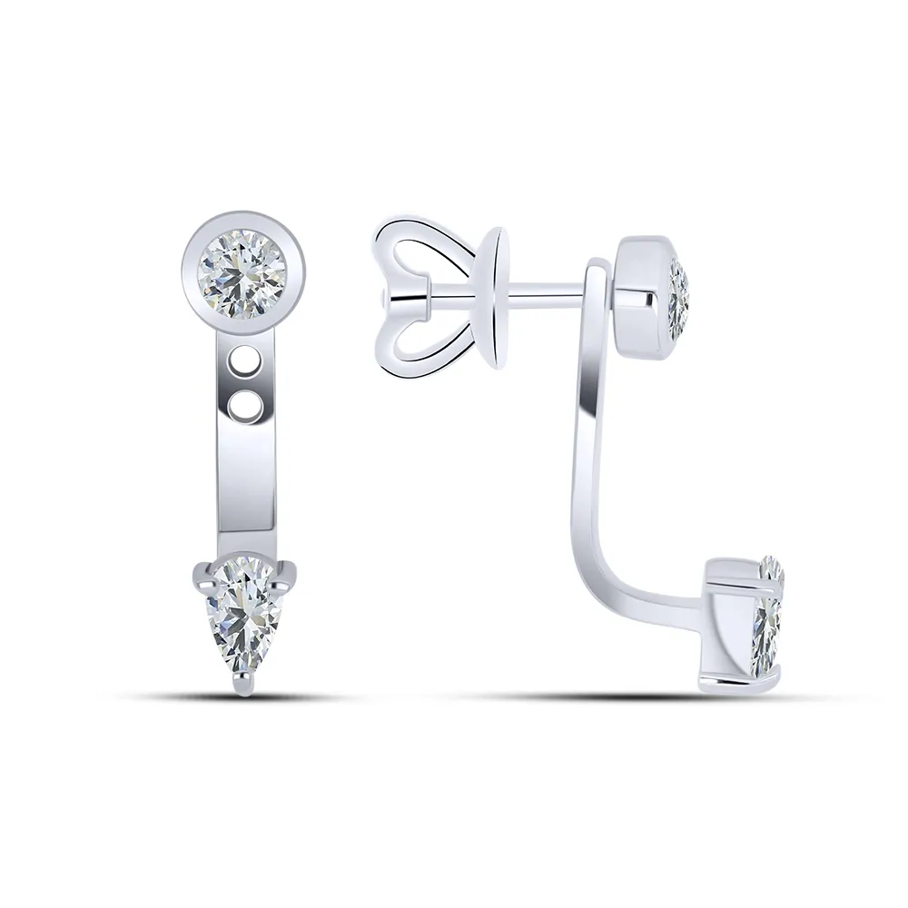 Cercei Pusete din aur alb cu Cubic Zirconia Incolor