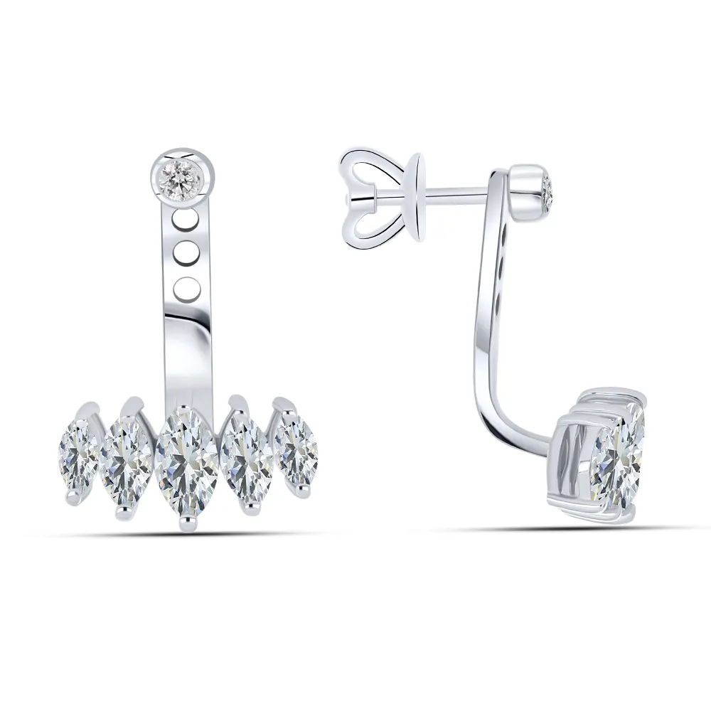 Cercei Pusete din aur alb cu Cubic Zirconia Incolor