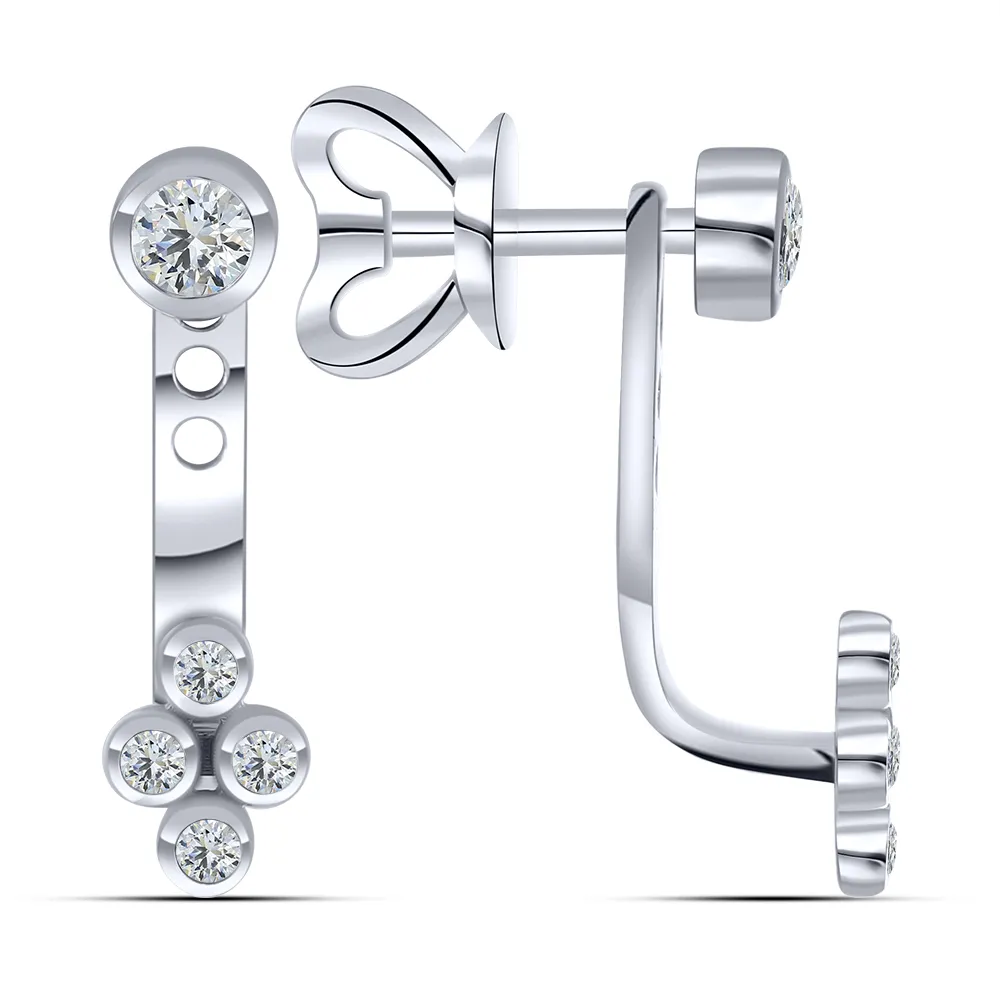 Cercei Pusete din aur alb cu Cubic Zirconia Incolor