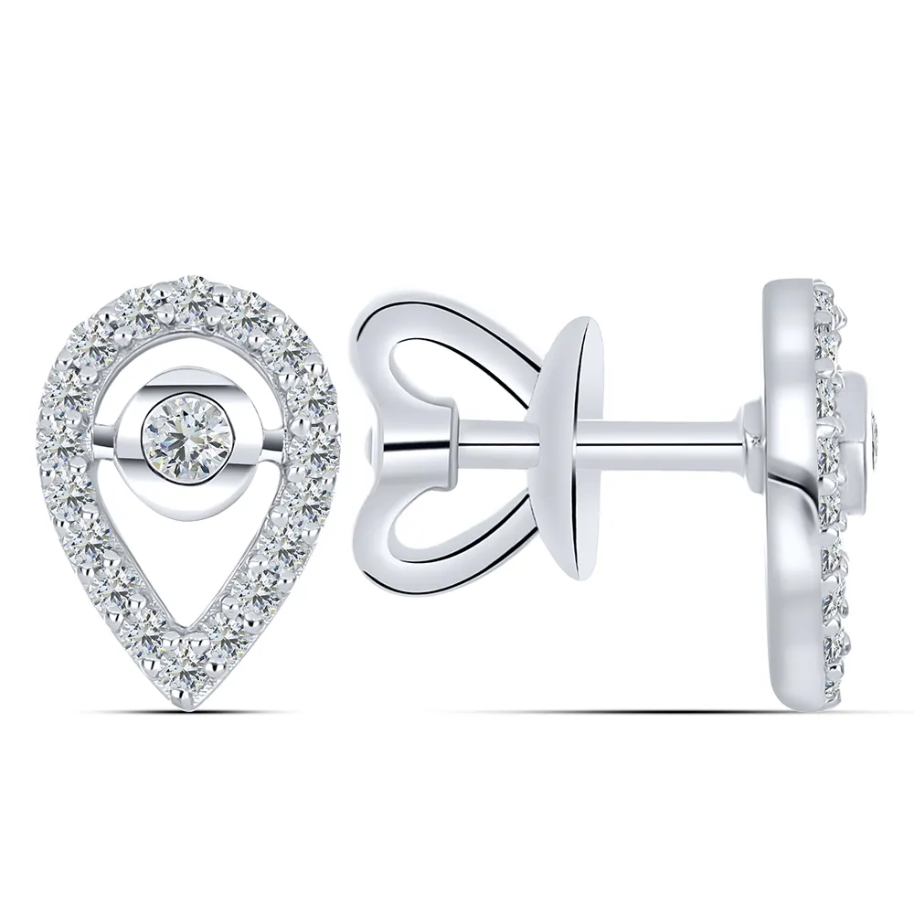 Cercei Pusete din aur alb cu Cubic Zirconia Incolor