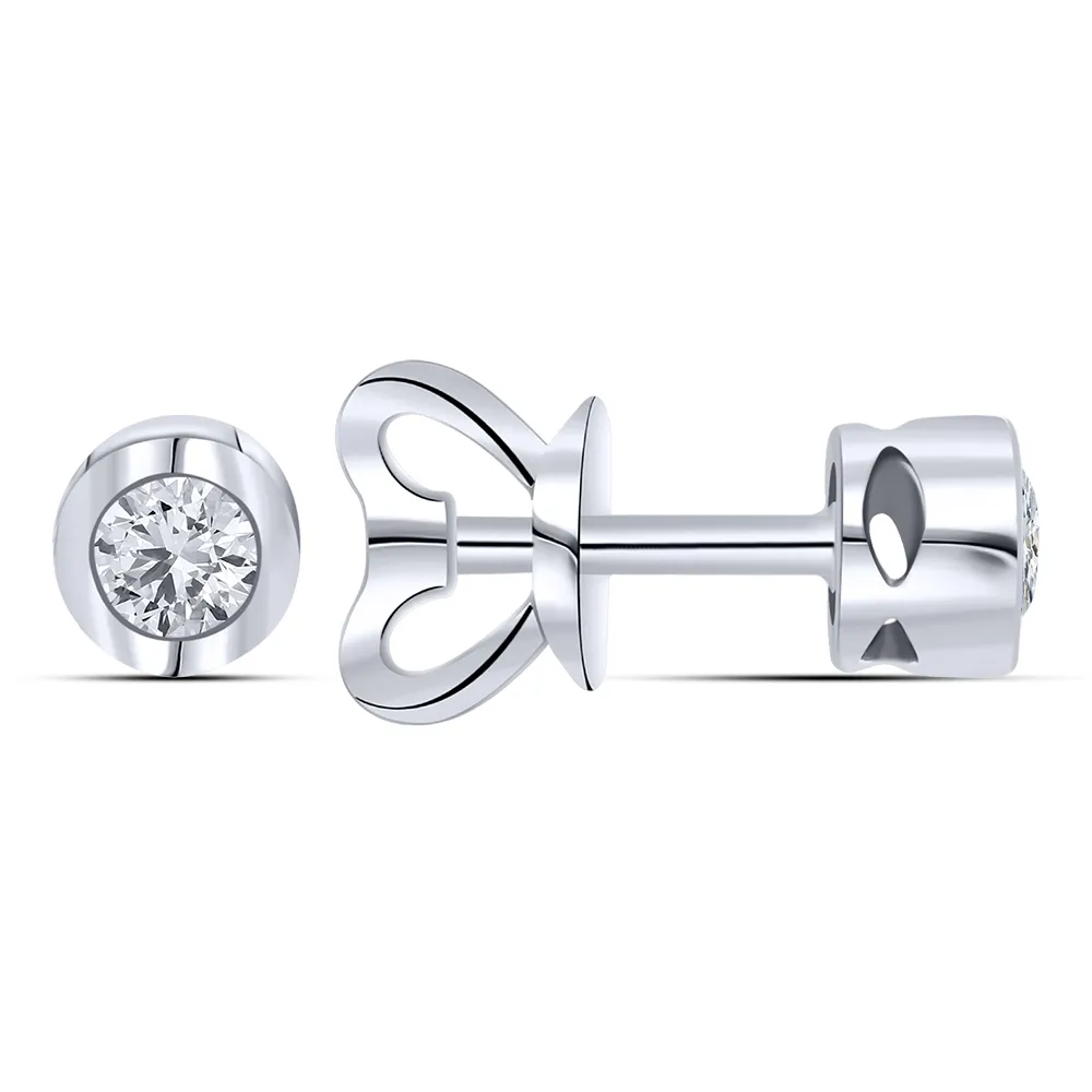 Cercei Pusete din aur alb cu Cubic Zirconia Incolor
