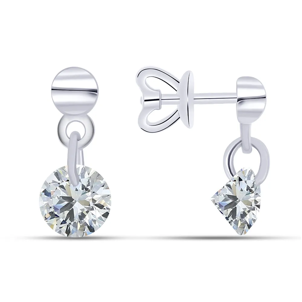 Cercei Pusete din aur alb cu Cubic Zirconia Incolor