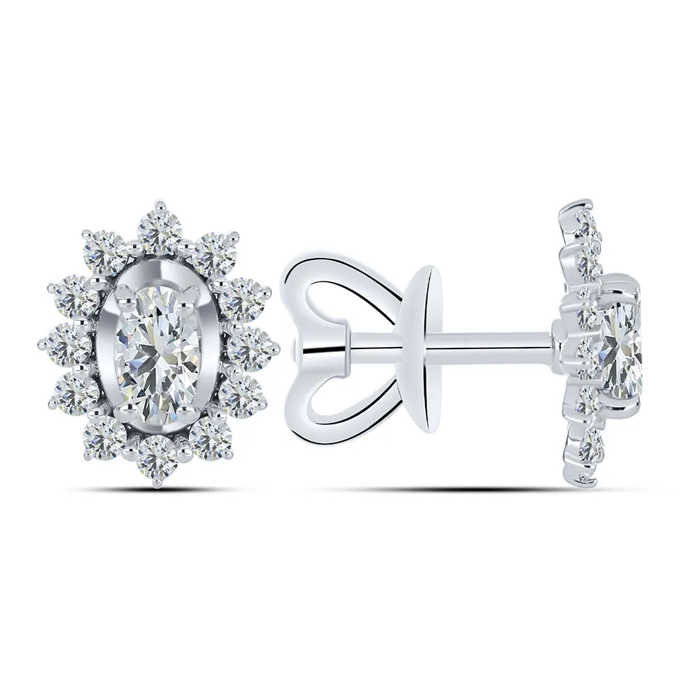 Cercei Pusete din aur alb cu Cubic Zirconia Incolor