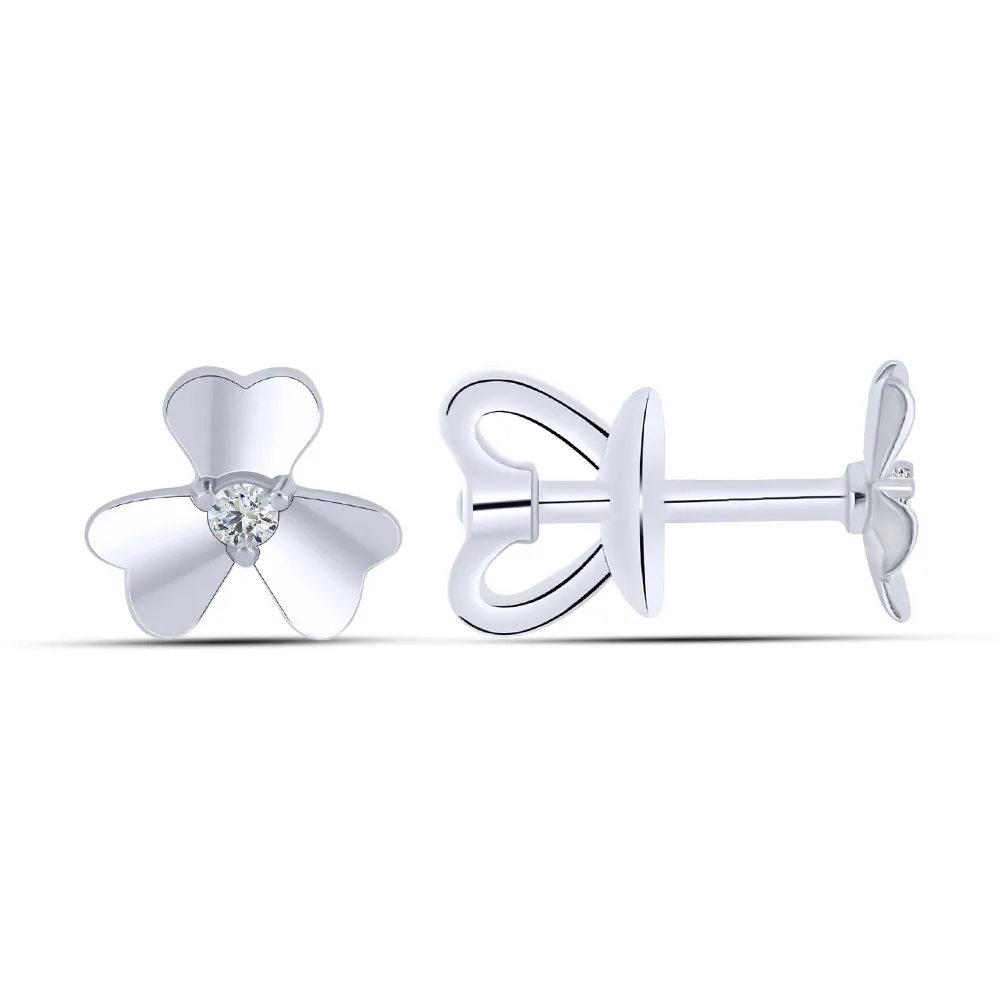 Cercei Pusete din aur alb cu Cubic Zirconia Incolor