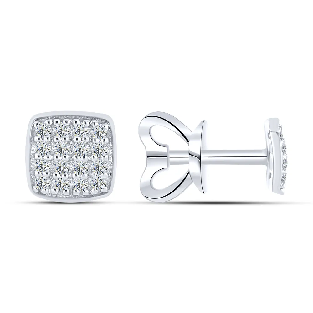 Cercei Pusete din aur alb cu Cubic Zirconia Incolor