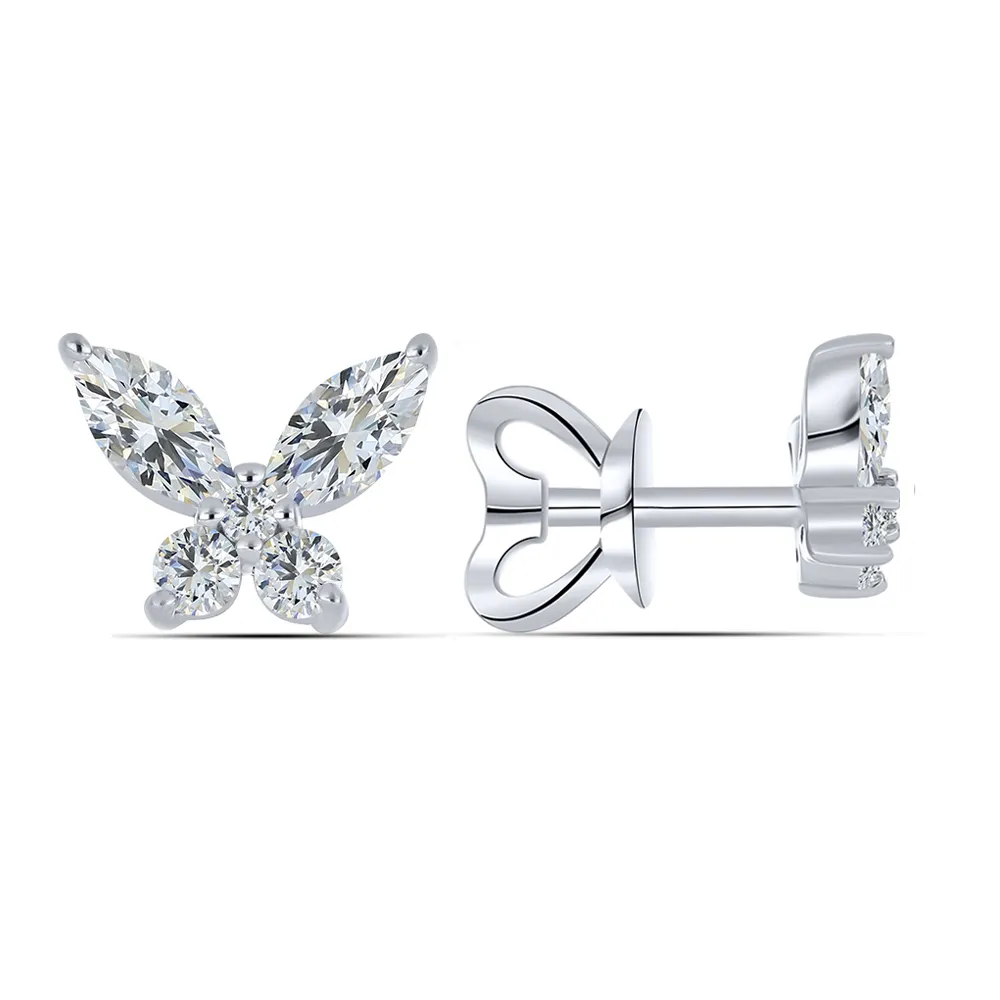 Cercei Pusete din aur alb cu Cubic Zirconia Incolor