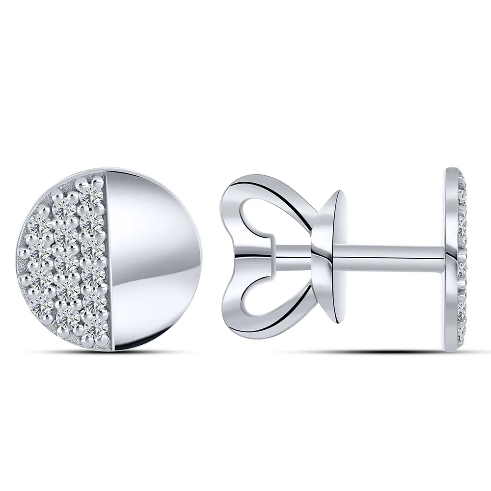 Cercei Pusete din aur alb cu Cubic Zirconia Incolor